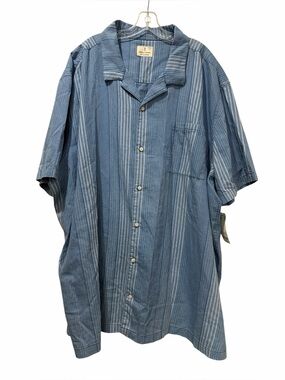 Mutual Weave Men's 4X Blue and White Stripe 100% Cotton Button Down Shirt B8